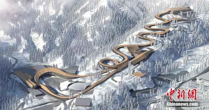 国家雪车雪橇中心效果图。北京市重大办提供 北京冬奥会延庆赛区两大场馆稳步推进 预计年底完工